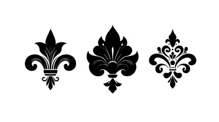 Ornamental fleur de lis vector black decorative symbol elegant vintage motif classic French design isolated on transparency background traditional style symmetrical artistic sophisticated
