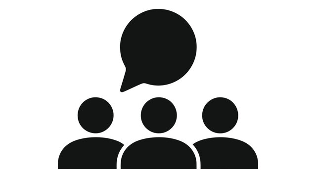 Group discussion icon representing communication, teamwork, social interaction, online chat, and collaboration symbol