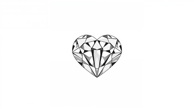A geometric heart shape made of faceted, gem-like polygons on a white background.