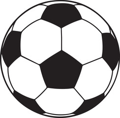 Fototapeta premium A black and white soccer ball illustration with classic pentagon and hexagon pattern, isolated on a white background.