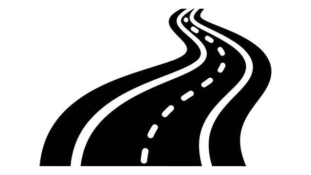 Winding road path icon symbolizing journey, travel direction, future routes, and navigation on a clean white background.