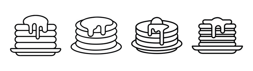 Delicious pancake stack breakfast brunch food vector illustration outline drawing recipe design 90