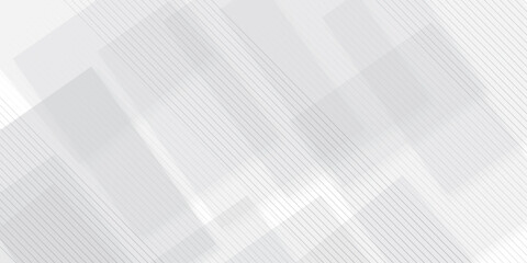Abstract White and grey geometric overlapping rectangle with web technology transparent lines. minimal digital triangle geometric web concept glossy square layer template background.	
