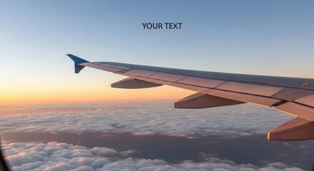 Fototapeta premium Flying high above the clouds at golden hour sunset