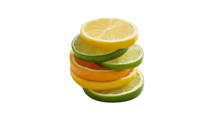 Citrus Stack: A vibrant stack of sliced citrus fruits, showcasing the bright colors and textures of lemons, limes, and oranges.