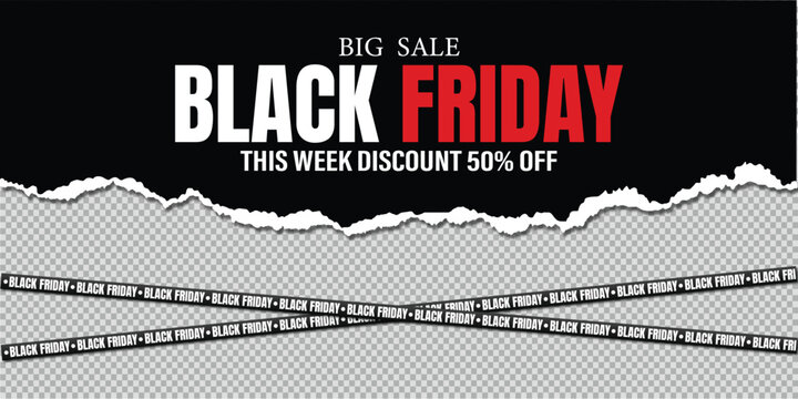 Black Friday ribbons. Crossed black ribbons and tapes with text on a transparent background. Black Friday big sale banner with text. Vector - Powered by Adobe