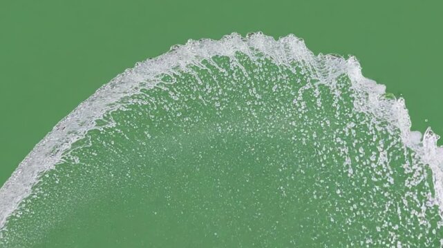 Water Wave against Green: capturing the raw power and fluidity of water. A cresting water wave breaks in a stunning display against a vibrant green background.
