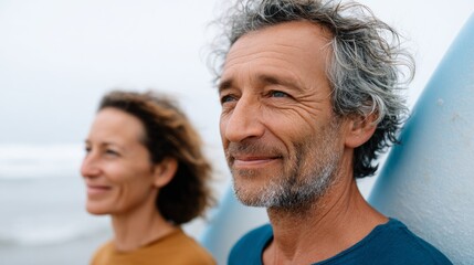 Older couple enjoying a day at the beach.