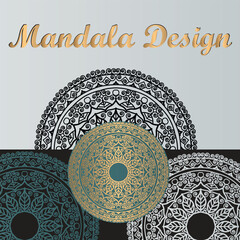 Elegant Mandala Design With Intricate Circular Patterns And Gold, Teal, And Black Accents