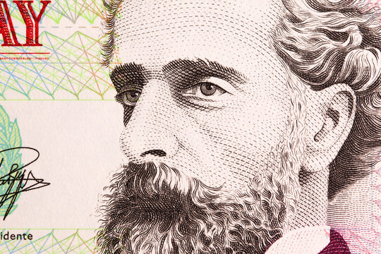 Jose Pedro Varela a closeup portrait from Uruguayan money