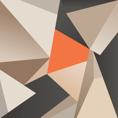 Geometric abstraction with triangles in shades of beige gray and orange