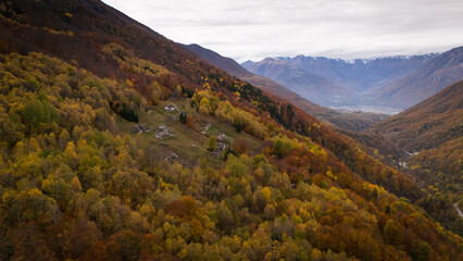 The beauty of Vigezzo Valey, Piedmont, Italy in autumn