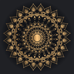 Elegant Gold Mandala Design on Dark Background for Luxury Decorative Artwork and Circle Pattern Decoration