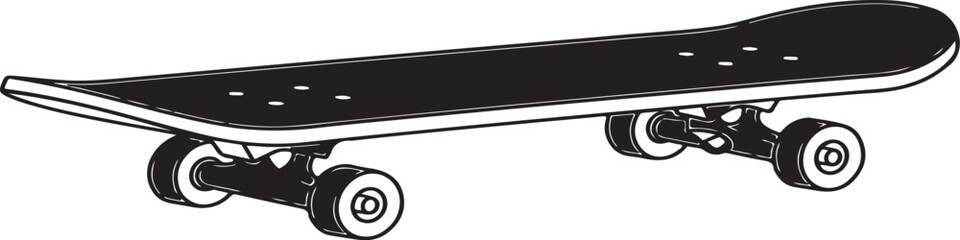 Black skateboard illustration, a symbol of urban sport, youth culture, and recreation