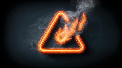 Heat symbol with flame and smoke in a dark background showcasing fire safety awareness