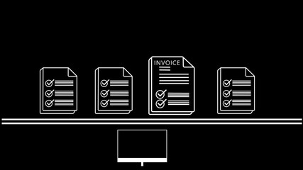 Digital invoice and billing management. Businessman using electronic invoice on computer, finance workflow, tracking payments and taxes, managing corporate accounting for business growth and success - Powered by Adobe