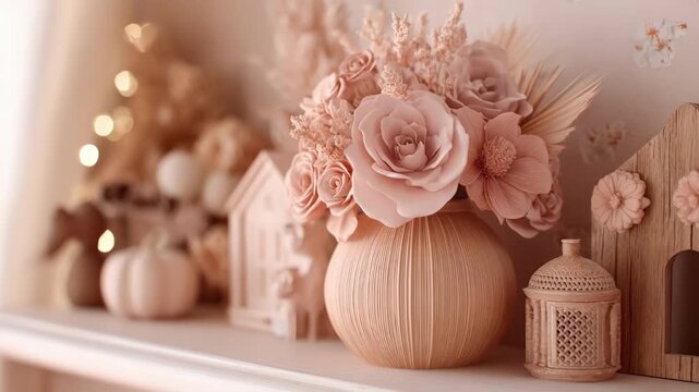 Medium shot capturing a 3Dprinted floral holder with detailed textures perfect for personalized decorative displays and accent pieces.