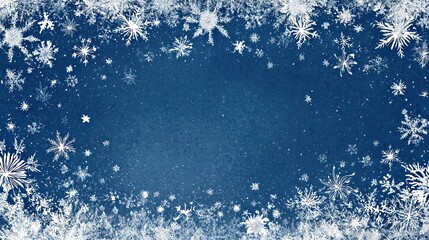 Frostbound Azure: Winter Snowflake Art with Blue Background Design