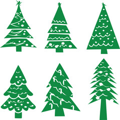 Minimal Christmas tree outline vectors for winter campaigns, printable, greeting cards, and holiday-themed designs.