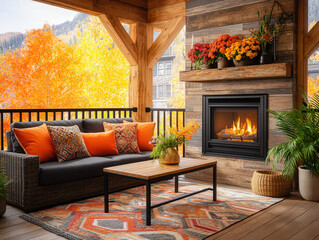 Naklejka premium cozy patio fireplace