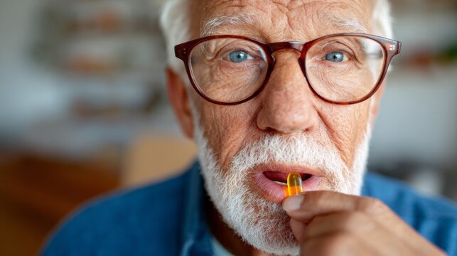 Older man brushing his teeth