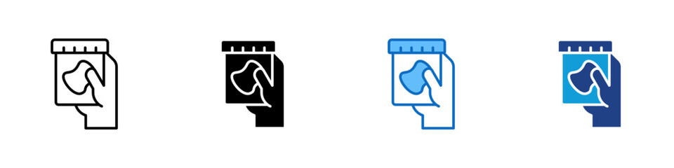 Sampling Multiple Style Icon Design Vector - hand holding a sample container, representing scientific sample collection for research, testing, and laboratory analysis