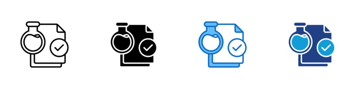 Testable Hypothesis Multiple Style Icon Design Vector - document with a flask and checkmark symbolizing clear, measurable, and testable scientific hypotheses