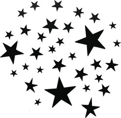 Obraz premium Black star cluster on white background for design elements