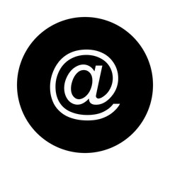 At Symbol in Black Circle on White Background Representing Email and Digital Communication
