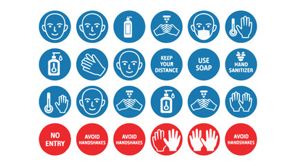 Covid 19 Prevention Icons Set Social Distancing Hygiene Measures coronavirus