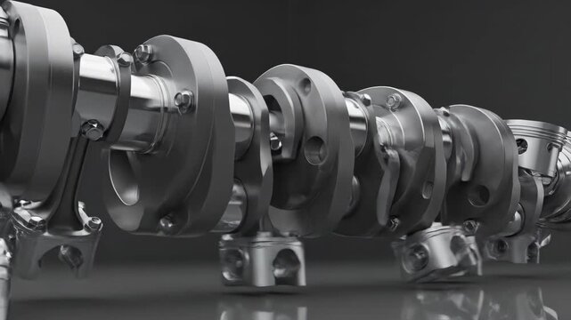 Detailed Close-up of Engine Crankshaft and Piston Mechanism