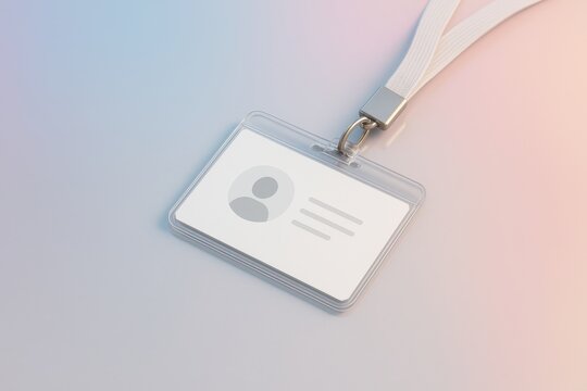 A blank ID card with a lanyard, placed on a softly colored background, ideal for personal identification or event passes.