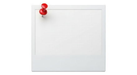 Blank white paper with red push pin isolated on transparent background png