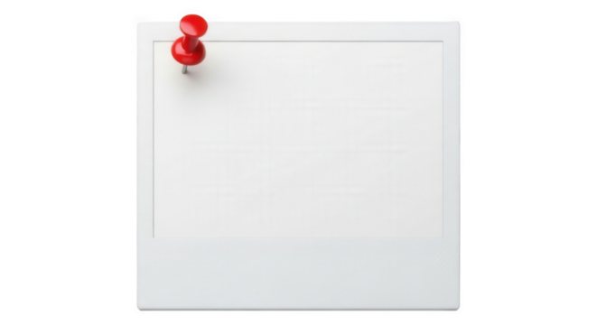 Blank white paper with red push pin isolated on transparent background png
