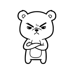 Obraz premium A fierce cartoon bear with an indignant expression, a bold, and minimalist design. The bear's cross arms conveys a sense of strong disapproval or discontent. vector illustration