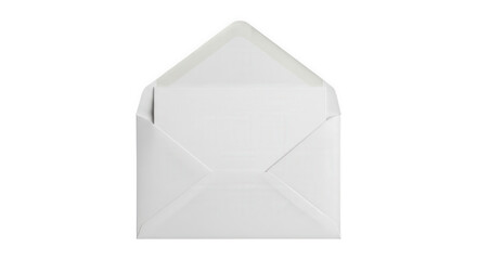 Open white square envelope with blank greeting card isolated on transparent background png