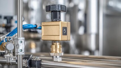 Copper environmental sensors mounted on industrial equipment captured in medium shot to demonstrate integration of air quality control in manufacturing processes