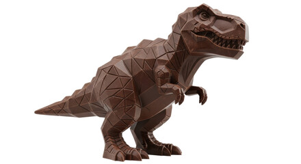 Geometric chocolate Tyrannosaurus Rex PNG isolated on transparent background, polygonal dinosaur figure for confectionery and food design