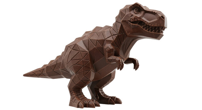 Geometric chocolate Tyrannosaurus Rex PNG isolated on transparent background, polygonal dinosaur figure for confectionery and food design - Powered by Adobe