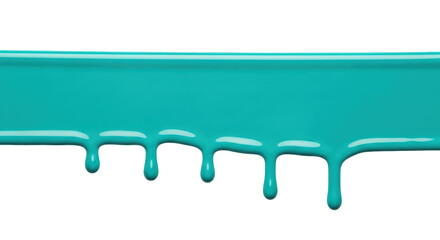 Turquoise paint dripping isolated PNG, vibrant teal liquid with glossy texture on transparent background for creative design and artistic projects