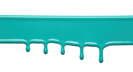 Turquoise paint dripping isolated PNG, vibrant teal liquid with glossy texture on transparent background for creative design and artistic projects