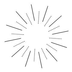 Obraz premium Mixed-line sunburst starburst graphic with solid and dotted rays for decorative highlights and modern design accents