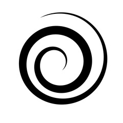 Black abstract spiral swirl shape for modern decorative elements, motion graphics, and creative design accents
