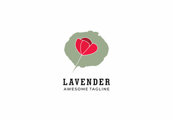 red lavender flower icon logo vector