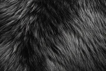 Black animal fur texture close up detailed natural pattern abstract background soft fluffy fabric surface design element