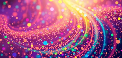 Shimmering, iridescent particles swirl in a vibrant, abstract pattern,  backdrop,  dynamic