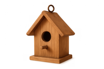 Wooden birdhouse providing shelter and habitat for birds