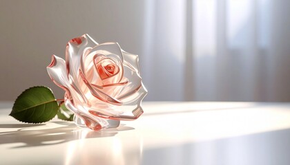 自然光に輝くガラスのバラ｜アート・癒し・背景・教育に使える高解像度イメージ
