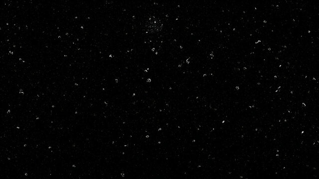 Black background with scattered white dust particles and light speckles