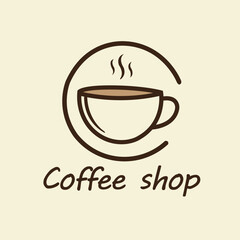 Coffee Shop Cup Mug Hot Drink Cafe Breakfast Beverage Aroma Steam Vector logo template